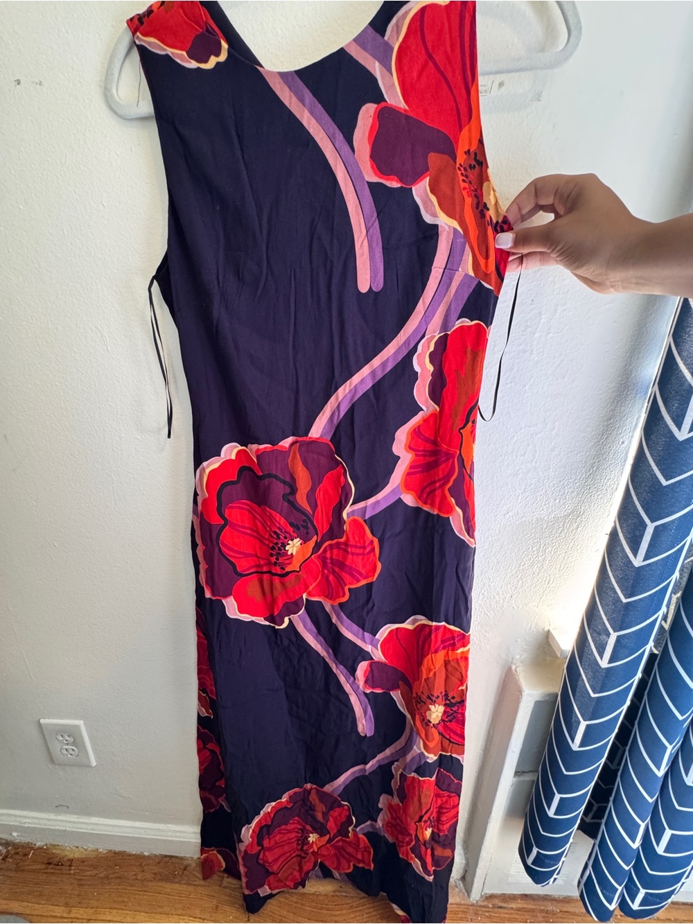 Lost + Wander navy Maxi Dress with Red Floral Print